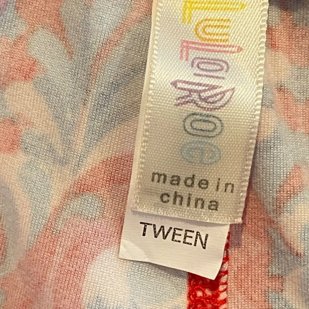 0737 LuLaRoe Blue Vines Tween Girls 8/10/12/14 Butter Soft Leggings New